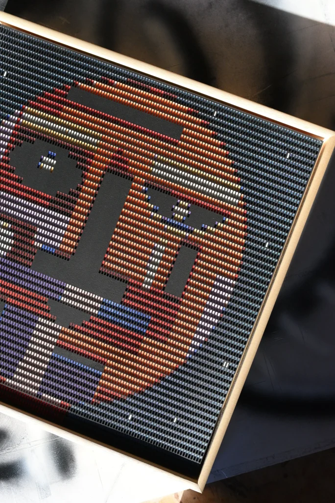 Starboy edition S by Zolo Kis — angled view of the complete framed face and its horizontal relief lines