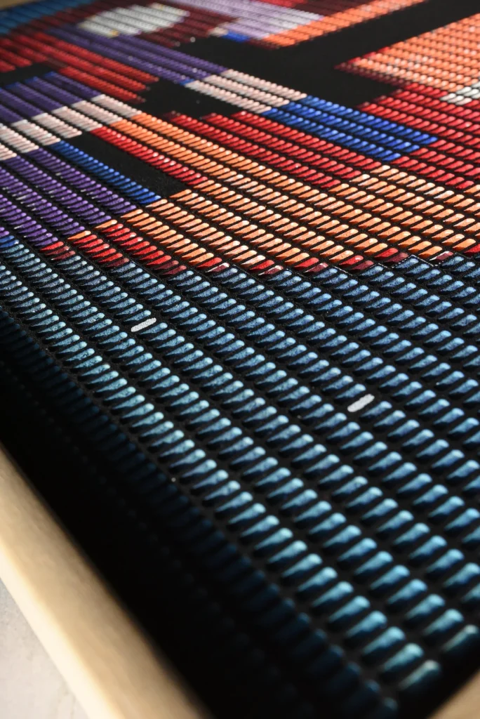 Starboy edition S by Zolo Kis — close-up of the lower purple shapes and blue relief surface