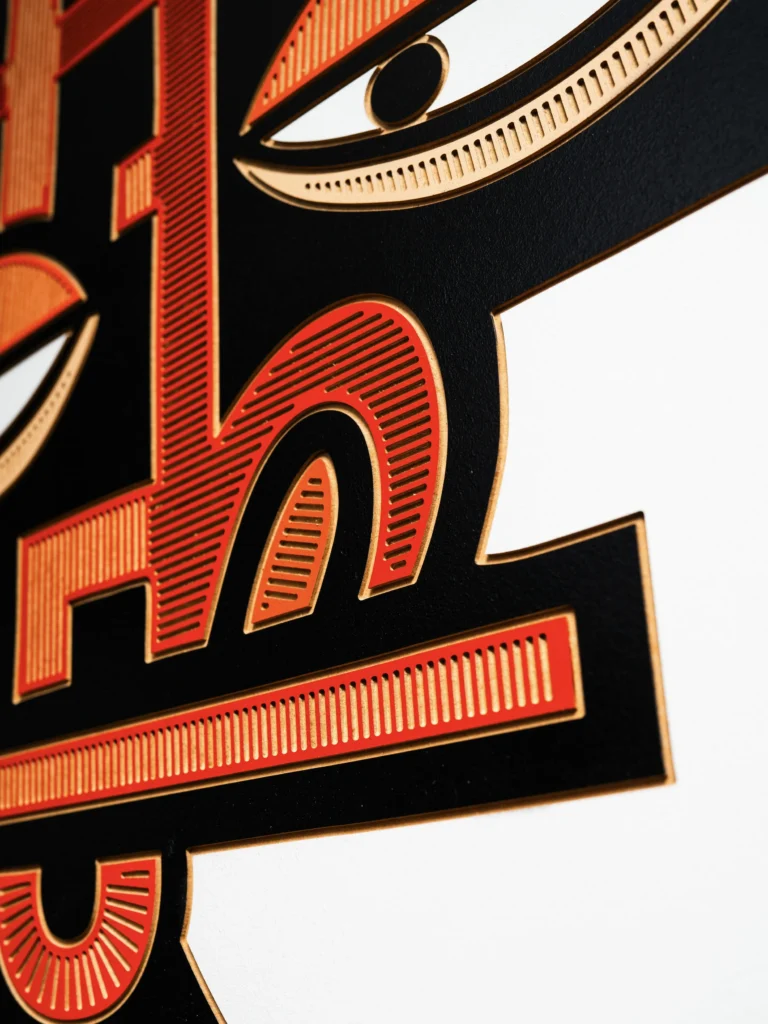 Butt Boy by Zolo Kis — angled close-up of the eye and raised orange facial outlines
