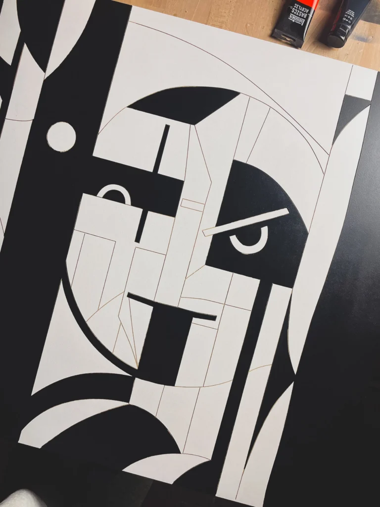 Oldschooler by Zolo Kis — black and white underpainting of the face