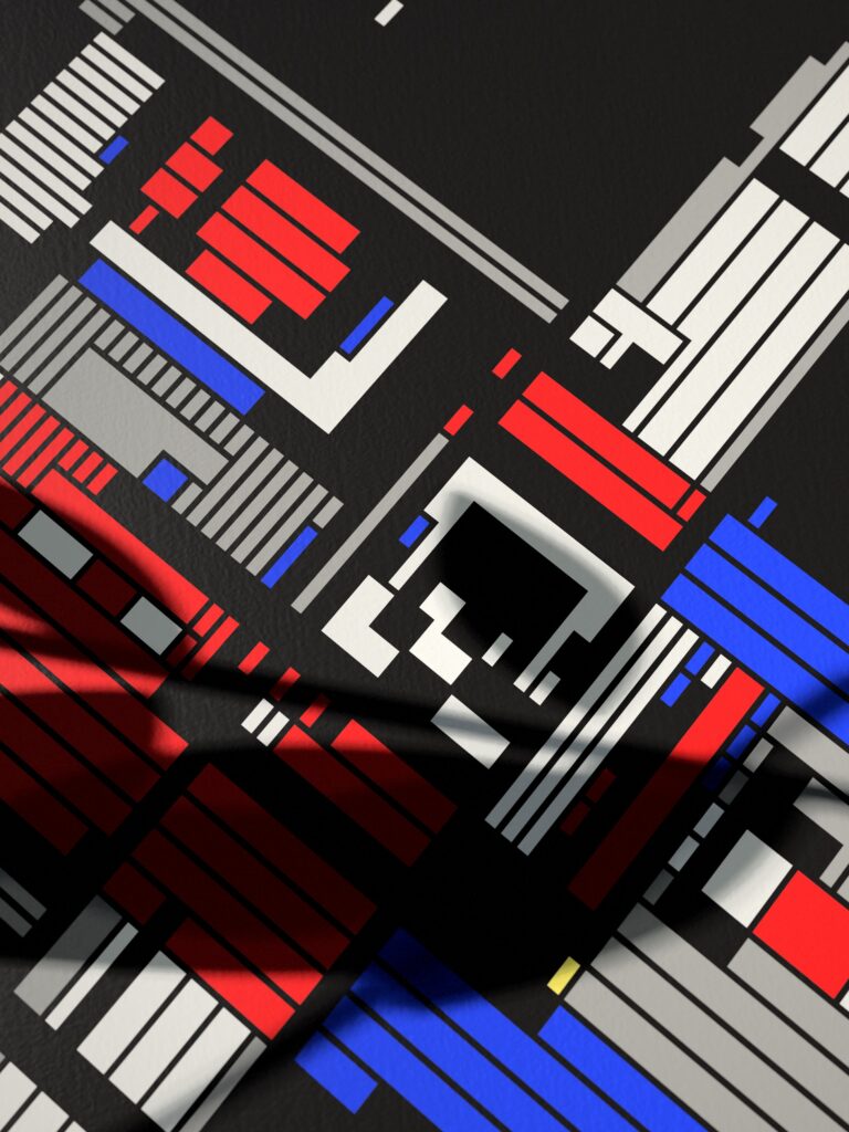 A Rocket #1 fine art print by Zolo Kis — close-up of the printed lines and colour blocks