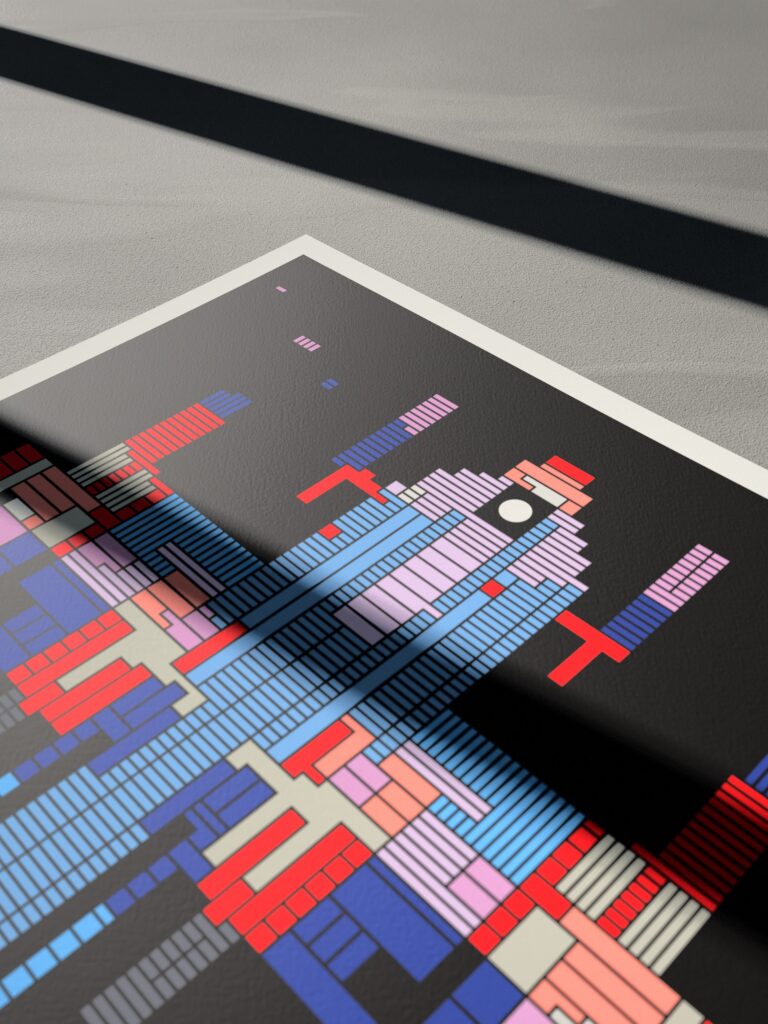 Astra Platform 7CX fine art print by Zolo Kis — low-angle view across a corner of the sheet