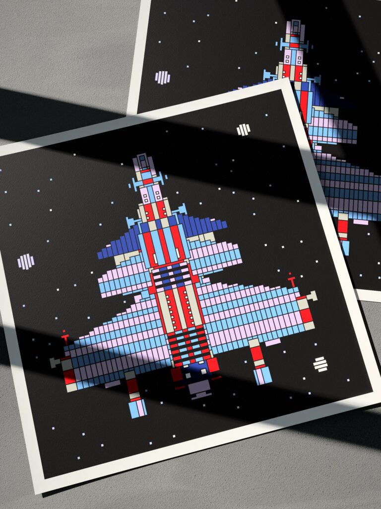 Calla Voyager fine art print by Zolo Kis — two unframed sheets overlapping on a grey surface