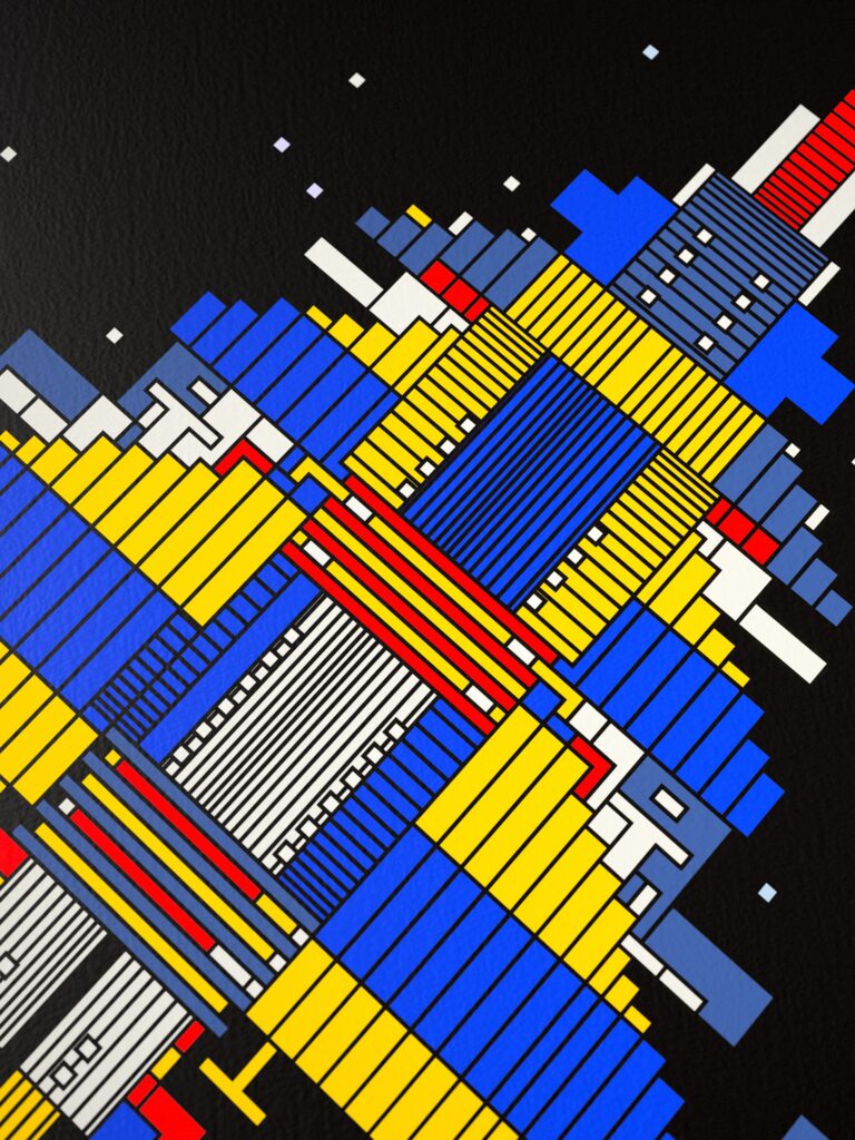 Halcyon 7 fine art print by Zolo Kis — close-up of the printed lines and colour blocks