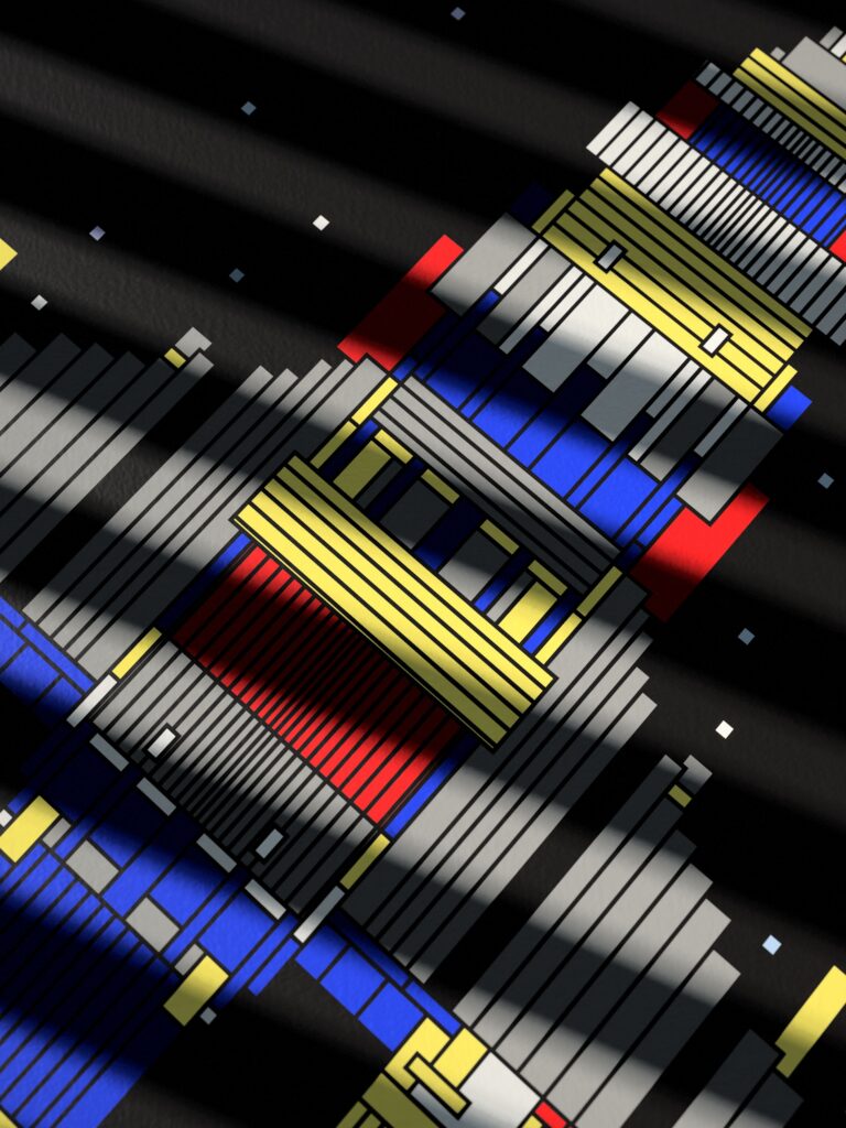 Kestrel Drift 5 fine art print by Zolo Kis — close-up of the printed lines and colour blocks