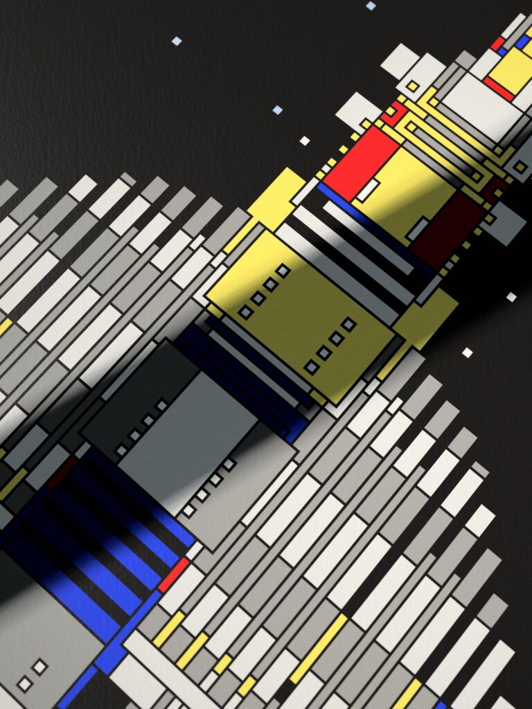 Long Haul 9 fine art print by Zolo Kis — close-up of the printed lines and colour blocks