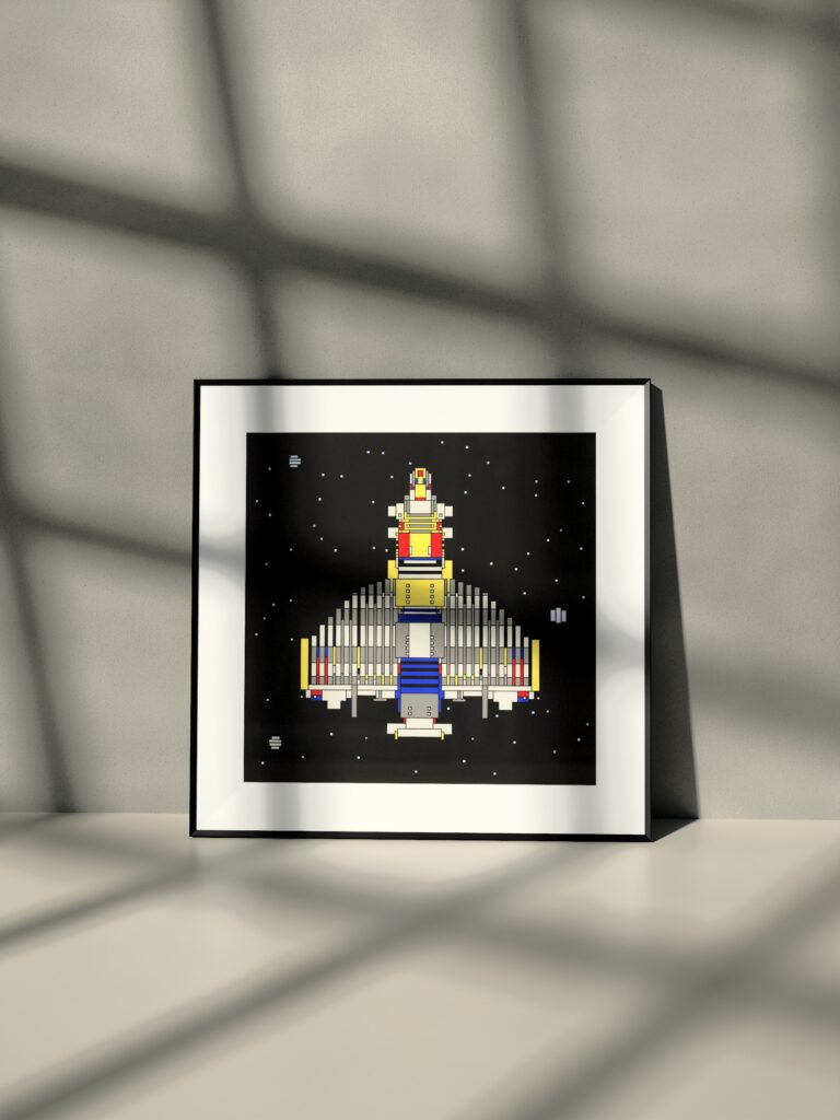 Long Haul 9 fine art print by Zolo Kis — framed with a passe-partout, leaning against a wall on a shelf