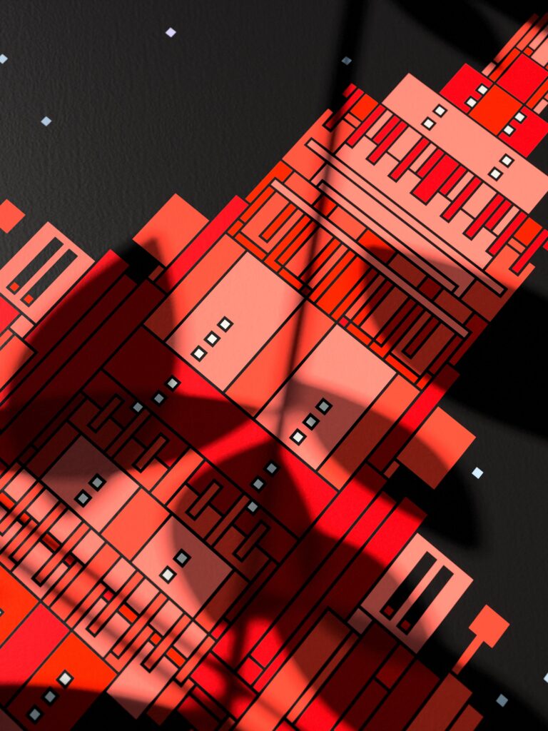 Lumen Ark 11 fine art print by Zolo Kis — close-up of the printed lines and colour blocks