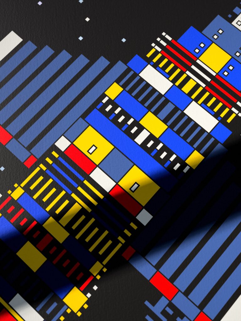 Nomad Pod 3 fine art print by Zolo Kis — close-up of the printed lines and colour blocks