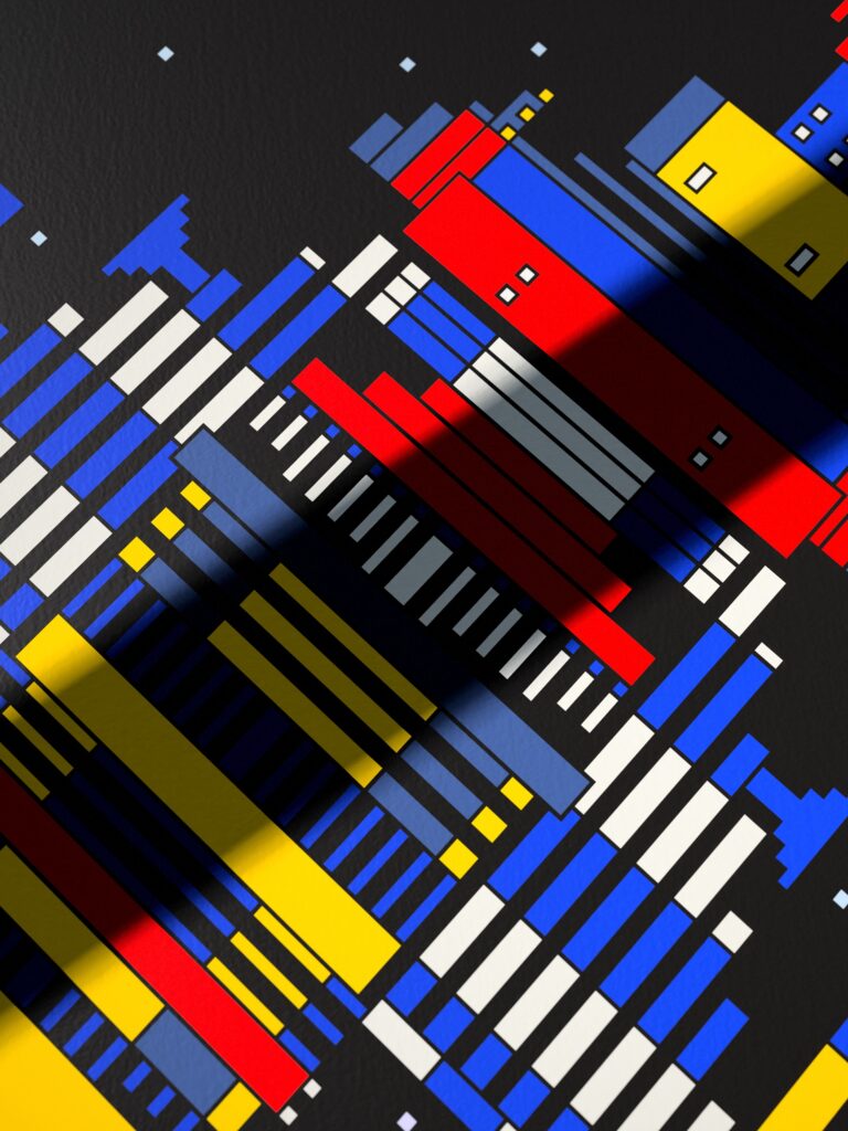 Northlight 12 fine art print by Zolo Kis — close-up of the printed lines and colour blocks