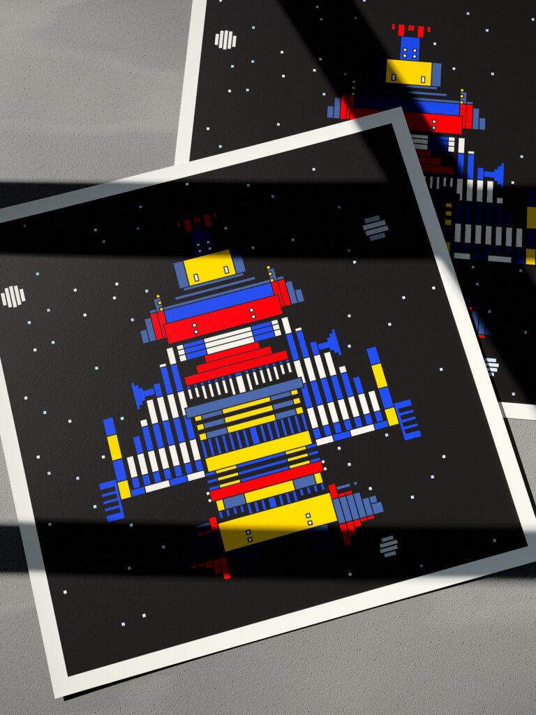 Northlight 12 fine art print by Zolo Kis — two unframed sheets overlapping on a grey surface