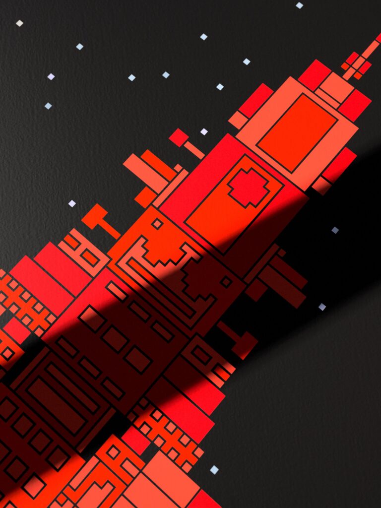 Polaris Skiff fine art print by Zolo Kis — close-up of the printed lines and colour blocks