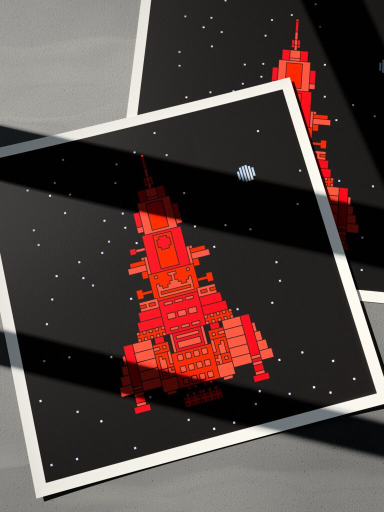 Polaris Skiff fine art print by Zolo Kis — two unframed sheets overlapping on a grey surface