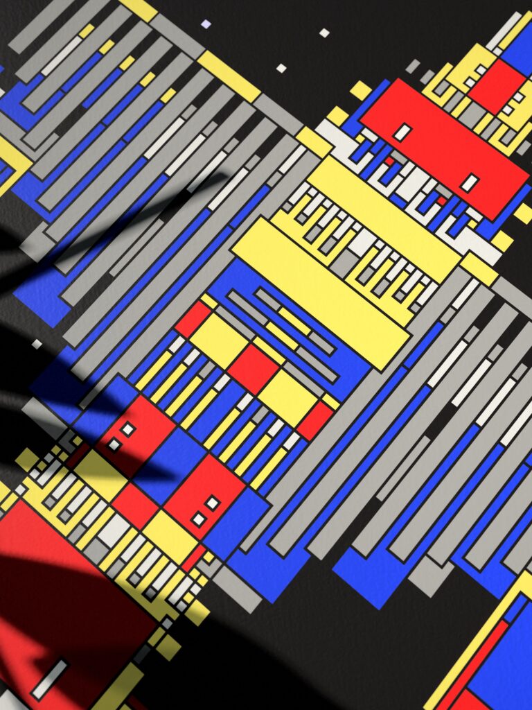 Solace Craft 8 fine art print by Zolo Kis — close-up of the printed lines and colour blocks