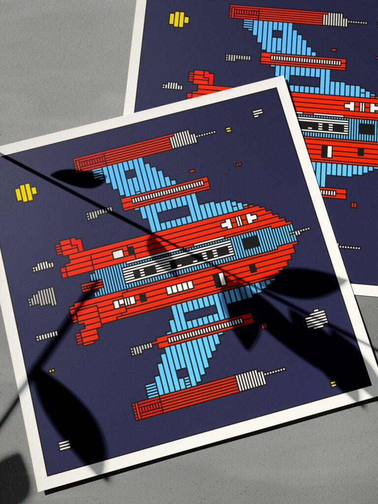 Strata Unit 4 fine art print by Zolo Kis — two unframed sheets overlapping on a grey surface