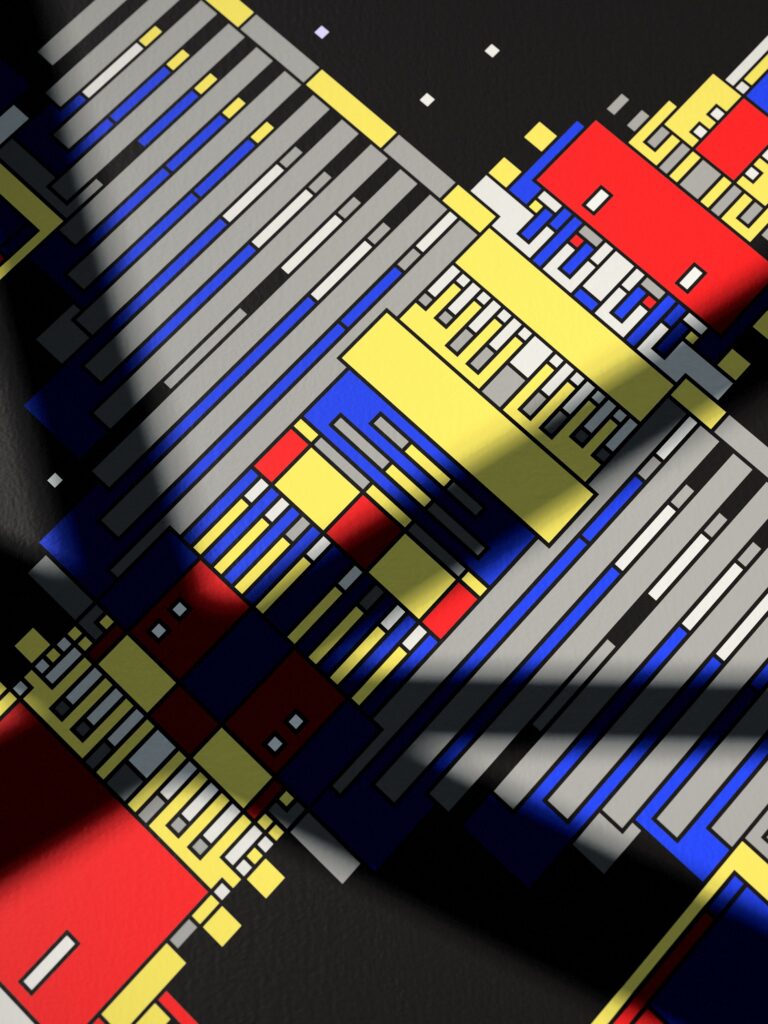 Tidal Ark 4 fine art print by Zolo Kis — close-up of the printed lines and colour blocks