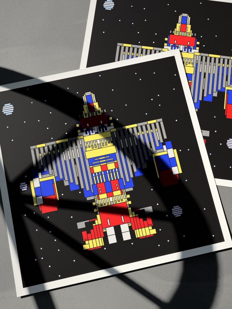 Tidal Ark 4 fine art print by Zolo Kis — two unframed sheets overlapping on a grey surface