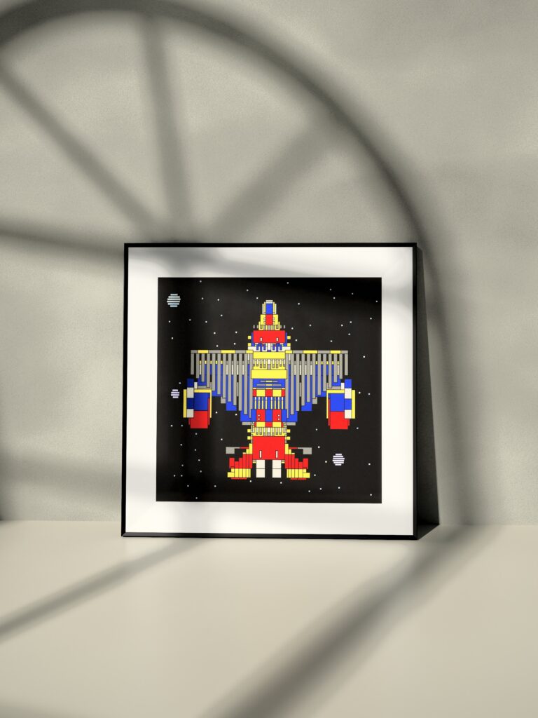 Tidal Ark 4 fine art print by Zolo Kis — framed with a passe-partout, leaning against a wall on a shelf