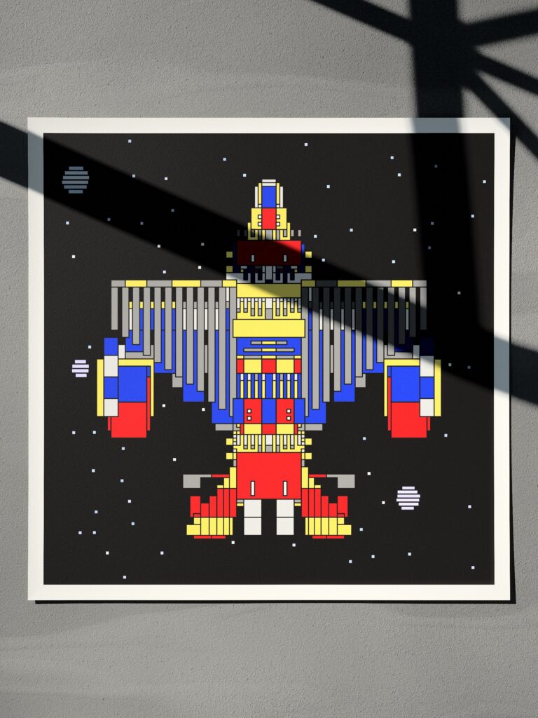 Tidal Ark 4 fine art print by Zolo Kis — unframed sheet seen from the front, in striped window shadow