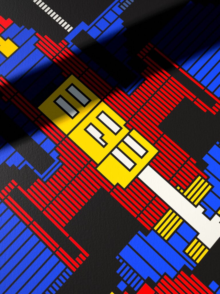 VX-12 Courier fine art print by Zolo Kis — close-up of the printed lines and colour blocks
