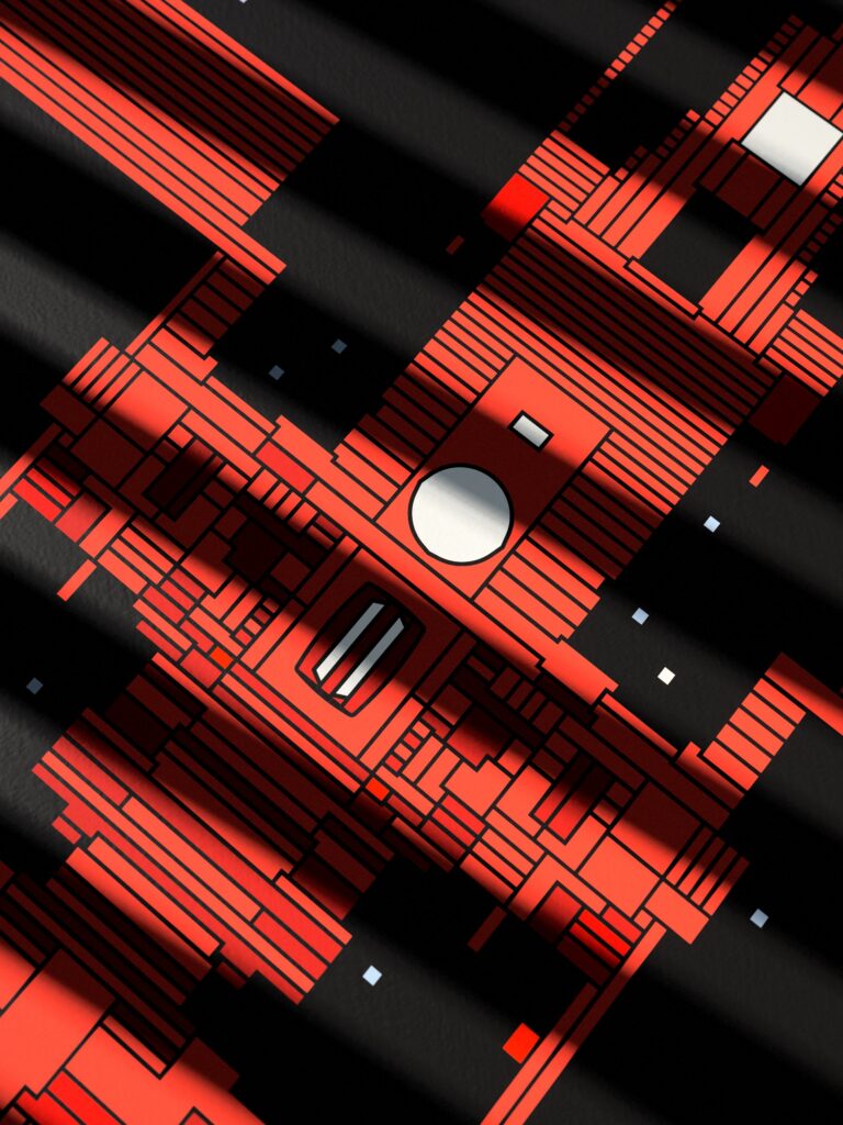 Velvet Orbit 6 fine art print by Zolo Kis — close-up of the printed lines and colour blocks