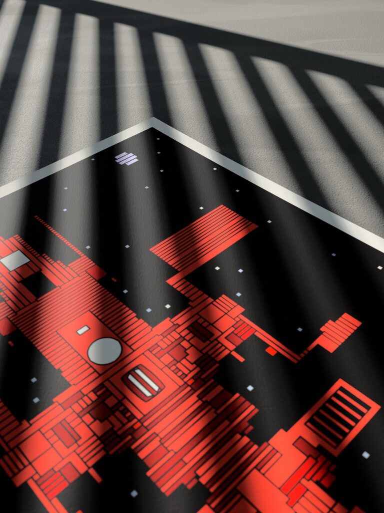 Velvet Orbit 6 fine art print by Zolo Kis — low-angle view across a corner of the sheet