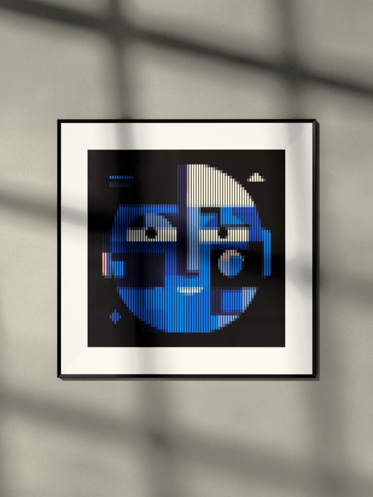 The Healer fine art print by Zolo Kis — framed behind glass, hanging on a wall in window light