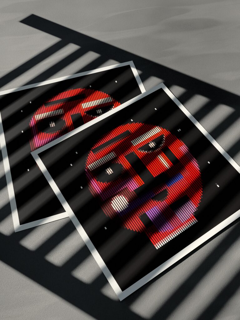 Starboy fine art print by Zolo Kis — two sheets overlapping in striped window shadow
