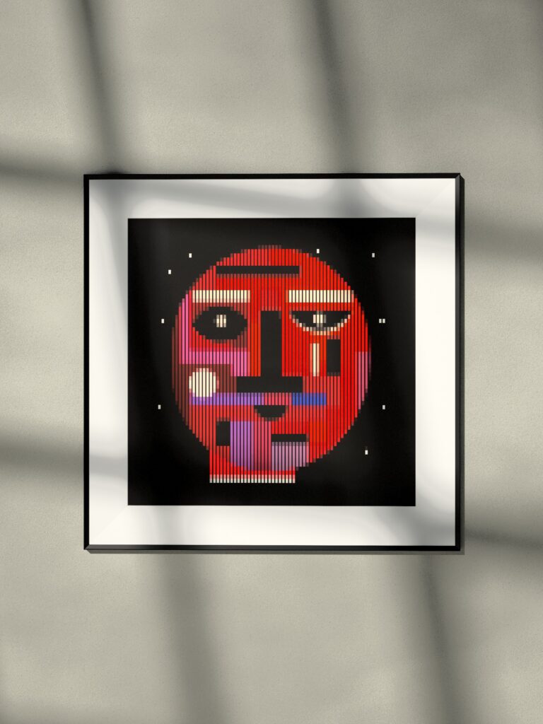 Starboy fine art print by Zolo Kis — framed behind glass, hanging on a wall in window light